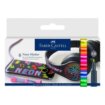 Neon marker, cardboard wallet of 6 The Stationers